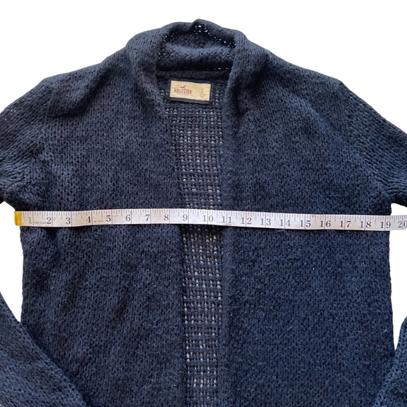 Hollister Wool Blend Knit Cardigan Open Front Open Weave Navy Blue Small S - Picture 9 of 12